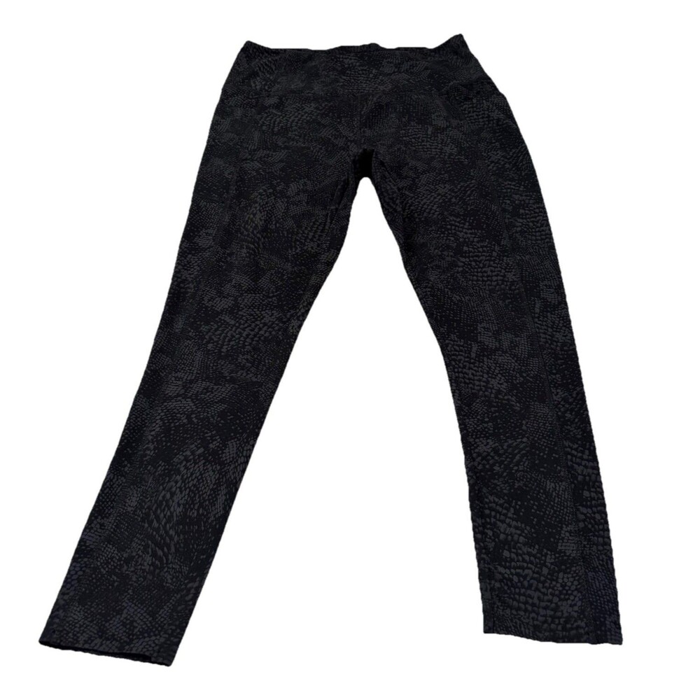 Danskin Women’s Large Snake Print Leggings Black Gray Stretch Athleisure